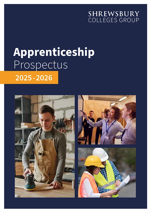 Front cover of leaflet showing muliple apprentices in different sectors