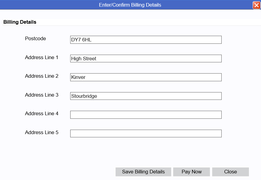 REMS Pay billing details screen